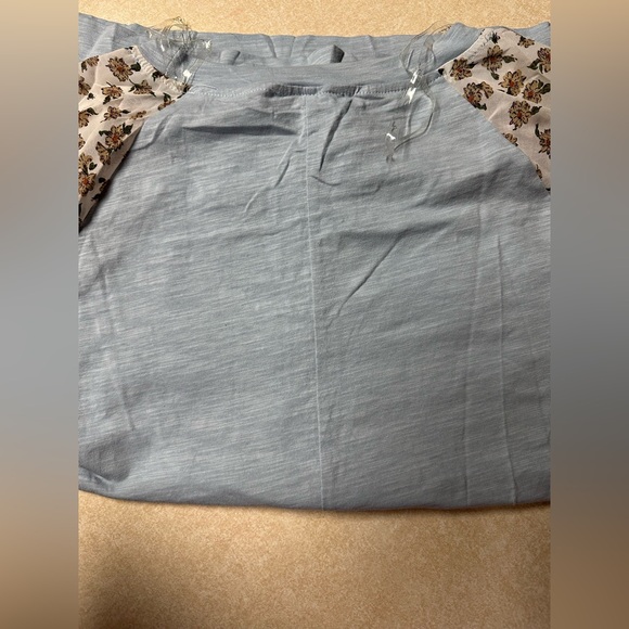 Umgee Sky Mix Floral Plaid Dolman Sleeve Knit Blouse - Picture 9 of 9